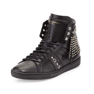Saint Laurent Studded Fringe High Top Sneakers